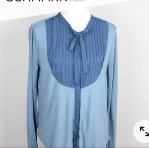 Lucky Brand‎ Blue Pleated Linen Blend Button Down Blouse Size M